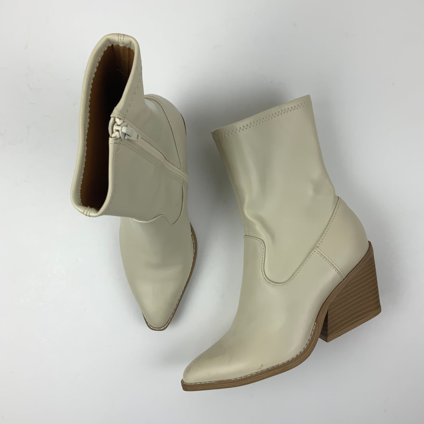 Boots Mid-calf Heels By Universal Thread In Cream & Tan, Size: 6