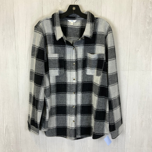 Jacket Shirt By Time And Tru In Plaid Pattern, Size: Xxl