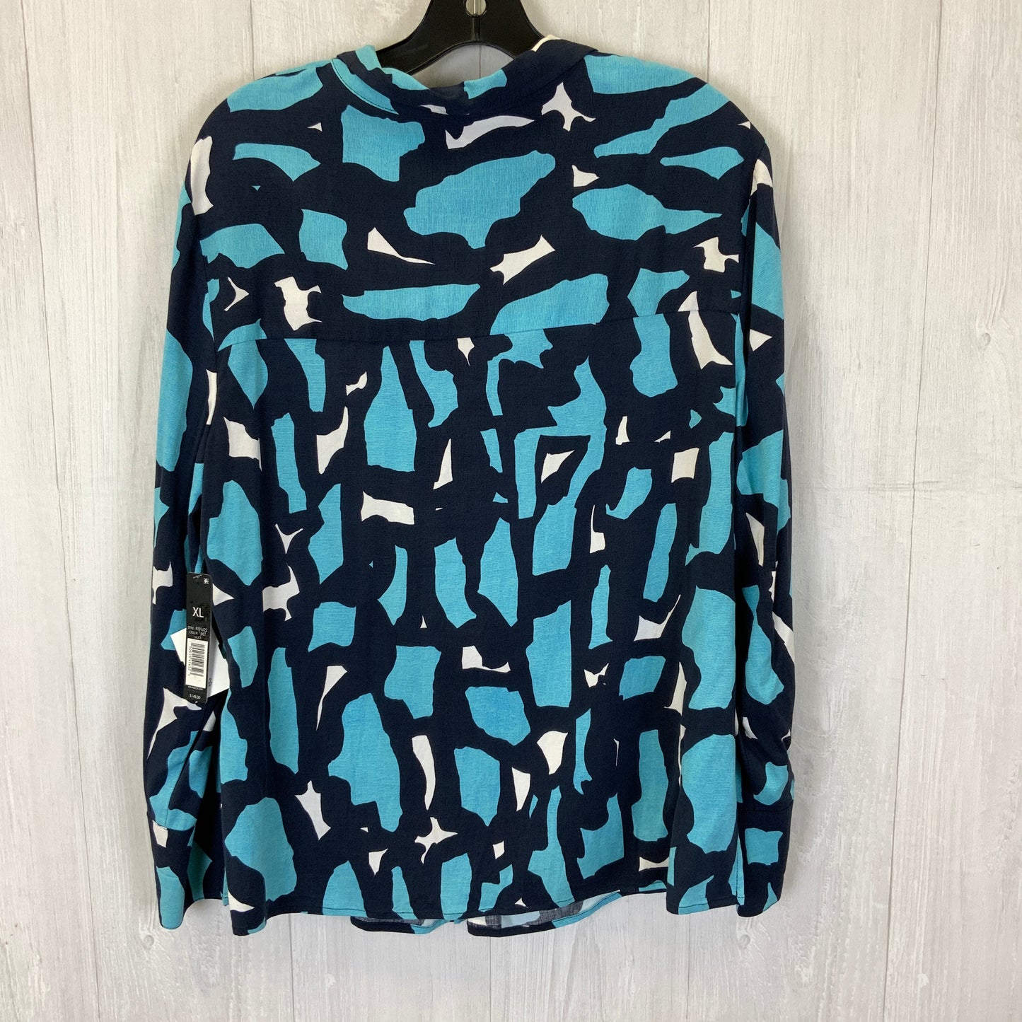 Top Long Sleeve By Nic + Zoe In Blue & White, Size: Xl