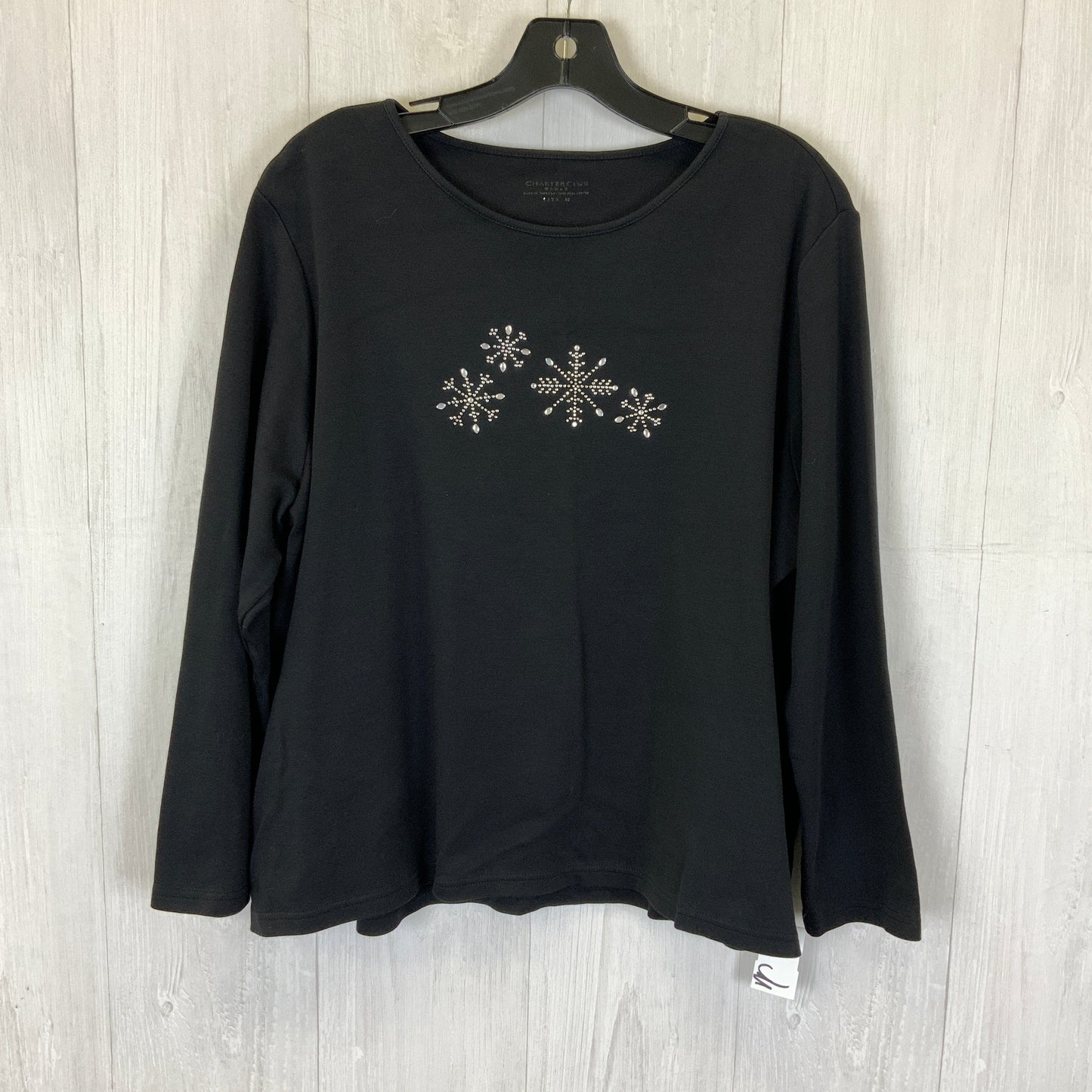 Top Long Sleeve By Charter Club In Black, Size: M