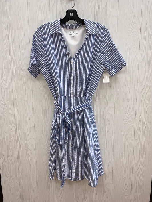 Blue & White Dress Casual Midi Elle, Size L