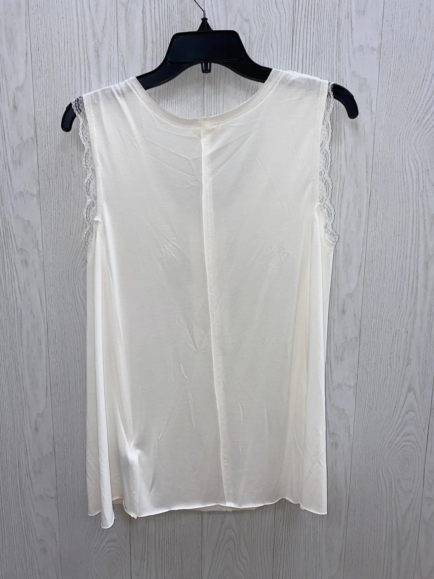 White Top Sleeveless Basic Pol, Size S