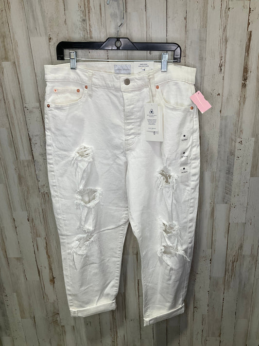 Jeans Cropped By Lucky Brand In White Denim, Size: 14