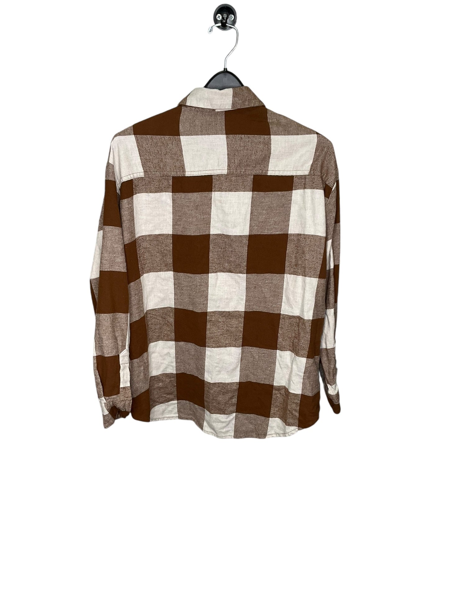 Top Long Sleeve By Old Navy In Brown & White, Size: L