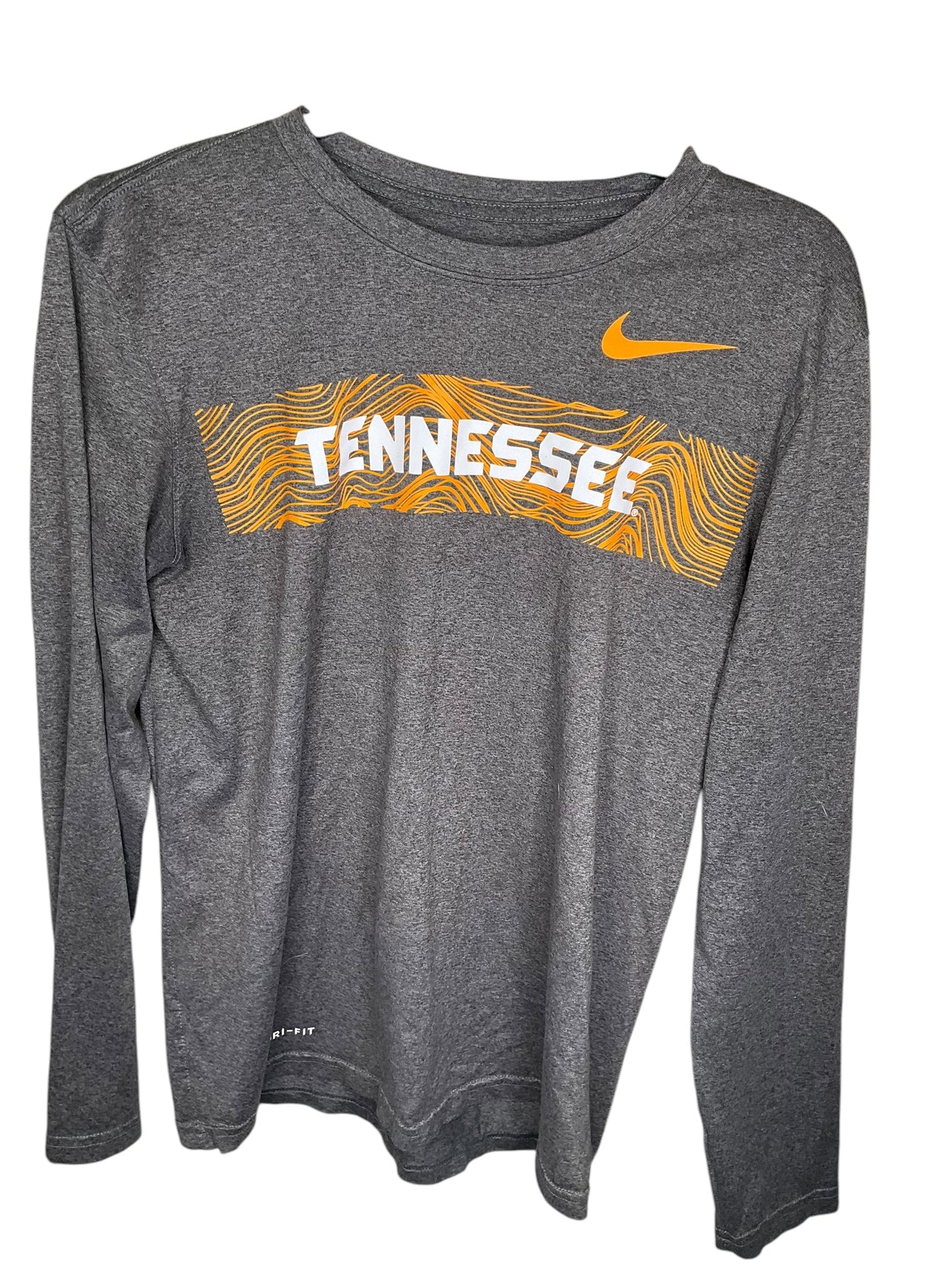 Athletic Top Long Sleeve Crewneck By Nike Apparel In Grey, Size: S