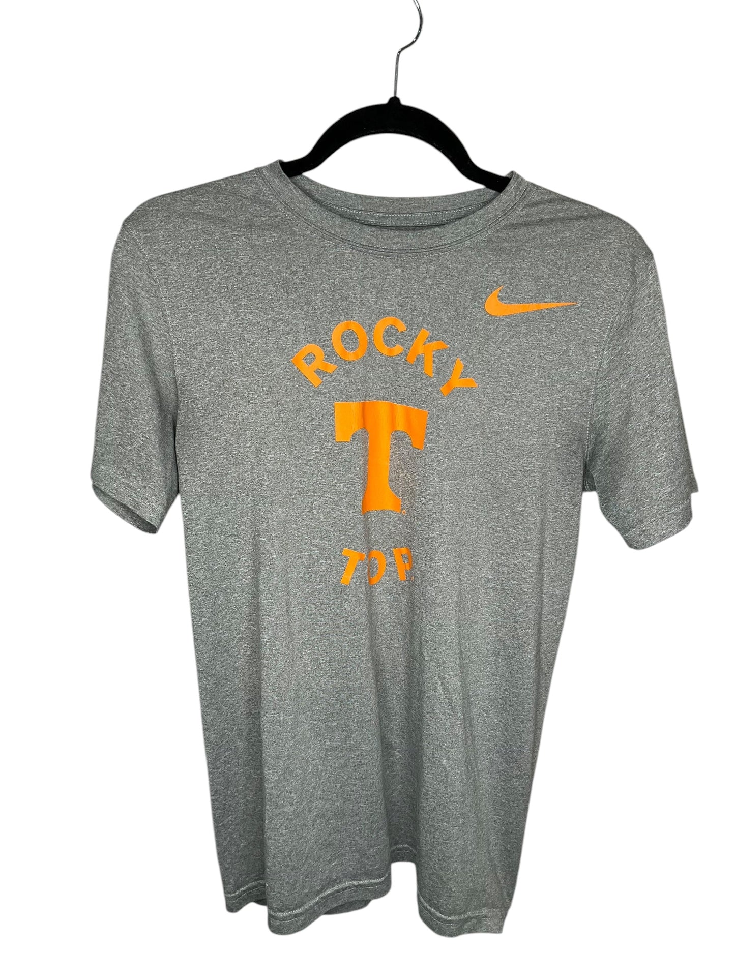 Athletic Top Short Sleeve By Nike In Grey, Size: S