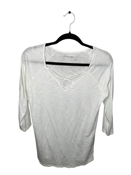 Top Long Sleeve By Eddie Bauer In White, Size: M