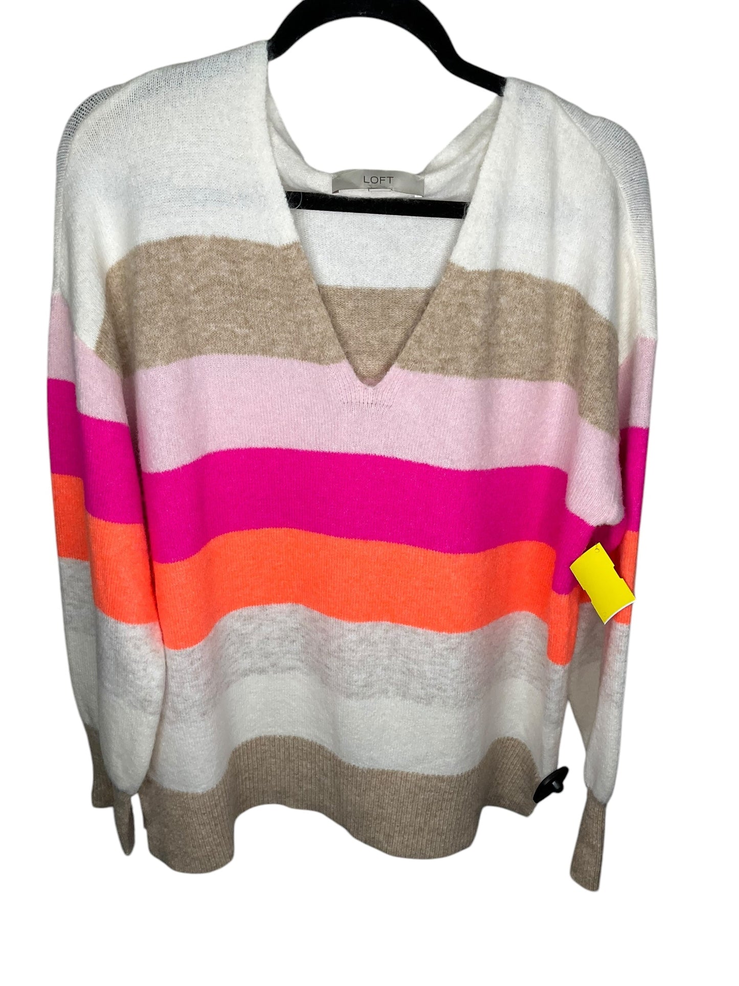 Sweater By Loft In Striped Pattern, Size: L