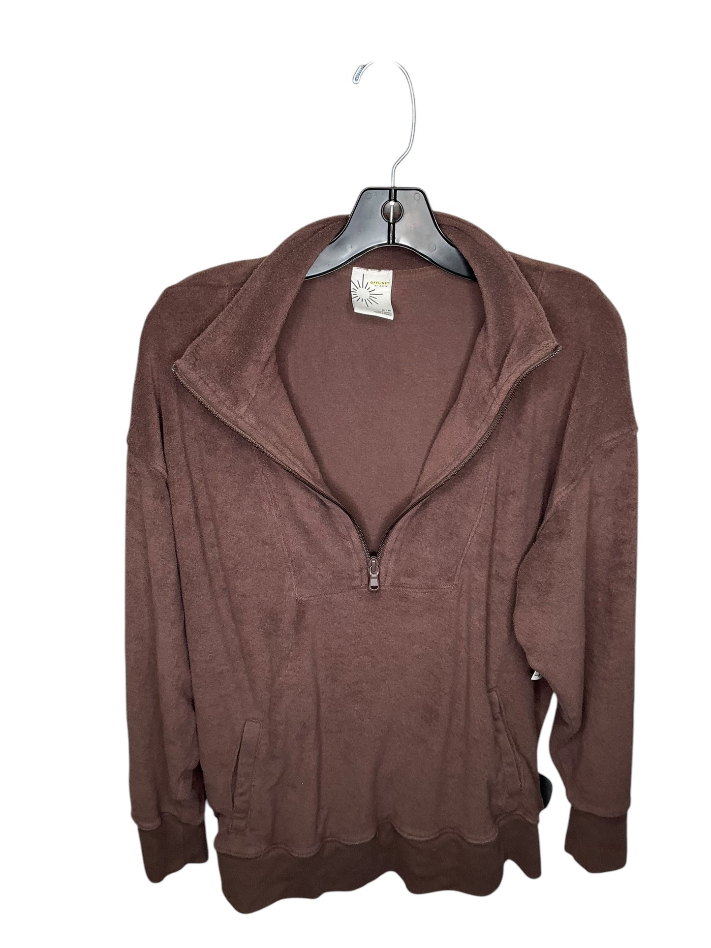 Jacket Fleece By Aerie In Brown, Size: M