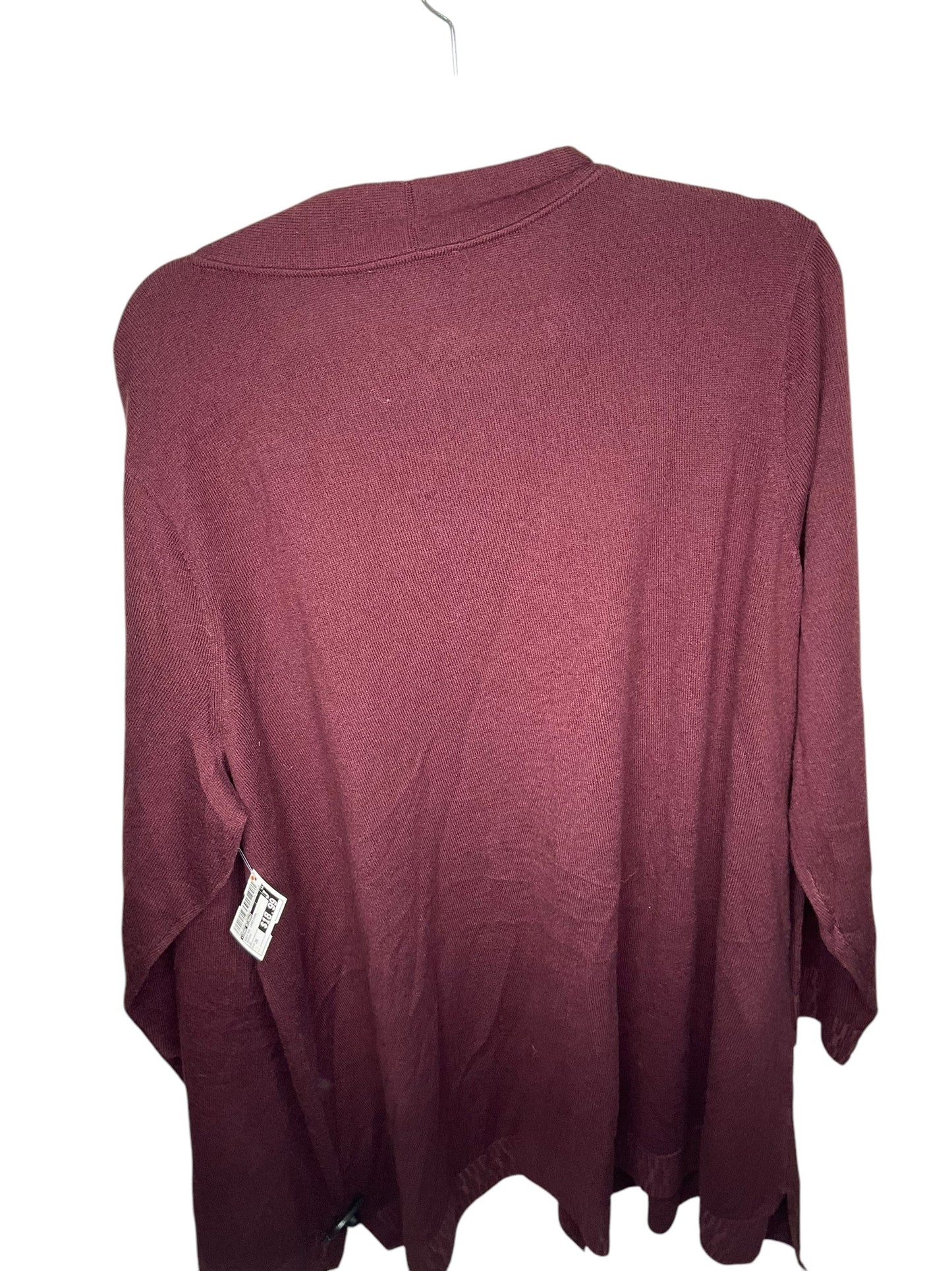 Sweater Cardigan By Isaac Mizrahi In Maroon, Size: 3x