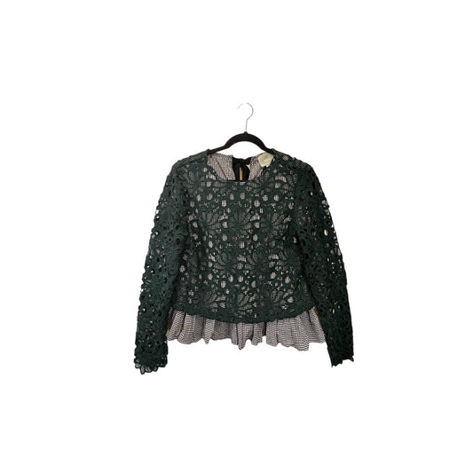 Black & Green Top Long Sleeve Designer Maeve, Size M