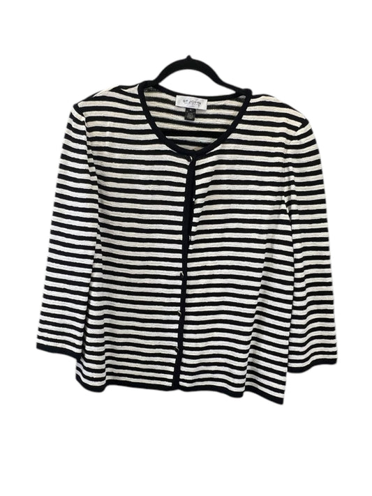 Cardigan Designer By St John Collection In Striped Pattern, Size: Xl