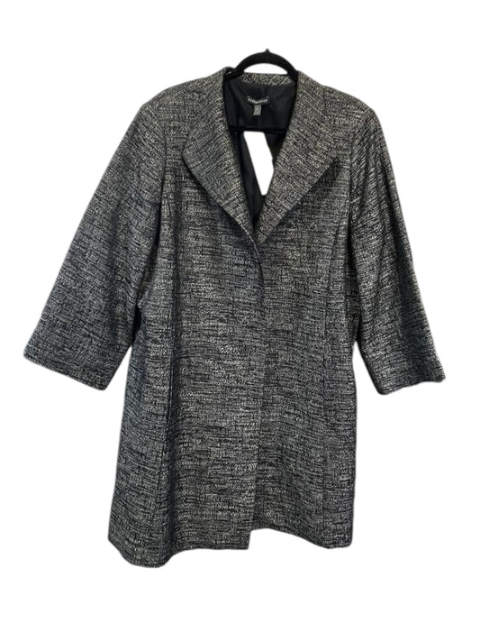 Cardigan Designer By Eileen Fisher In Black & Grey, Size: Xl