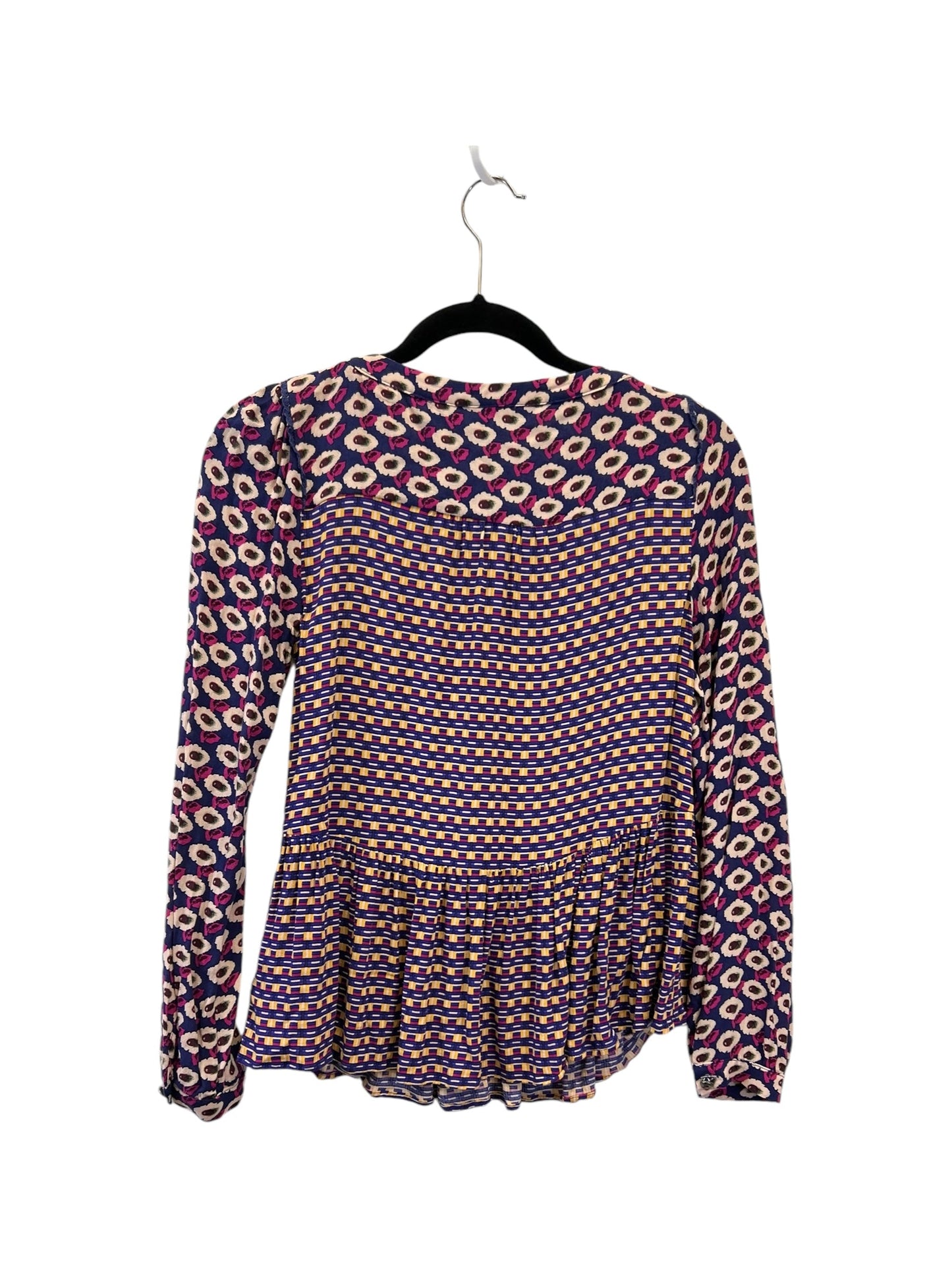 Top Long Sleeve Designer By Maeve In Purple & Yellow, Size: Xs