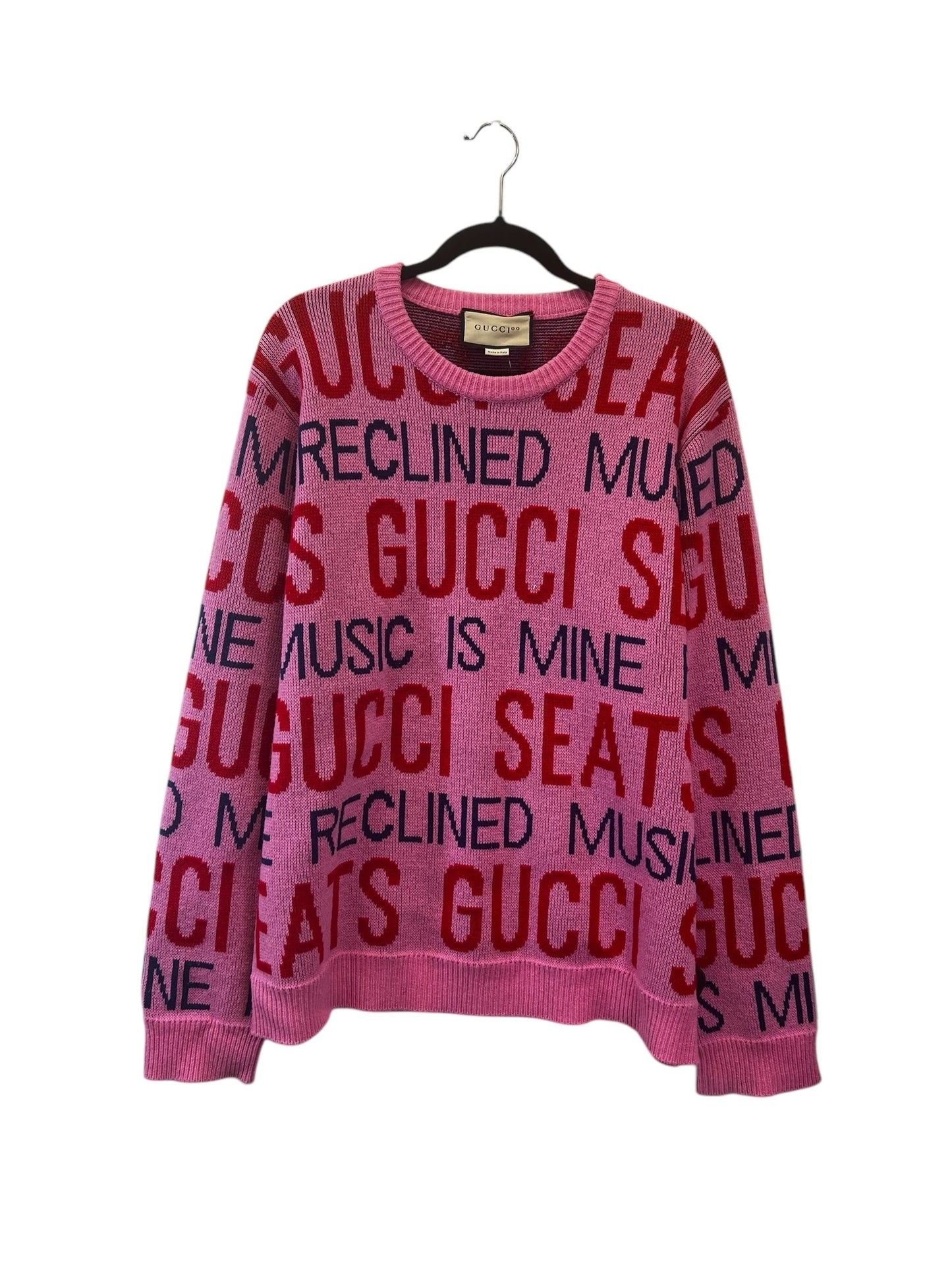 Sweater Luxury Designer By Gucci In Pink & Red, Size: L