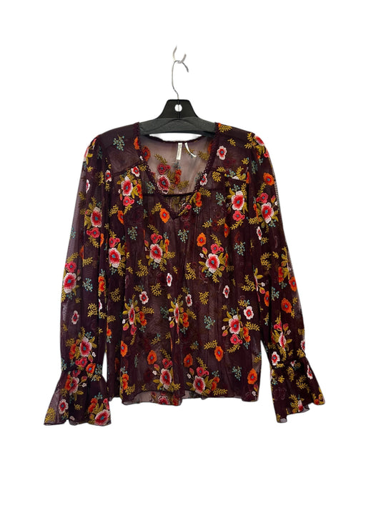 Top Long Sleeve By Anthropologie In Floral Print, Size: S