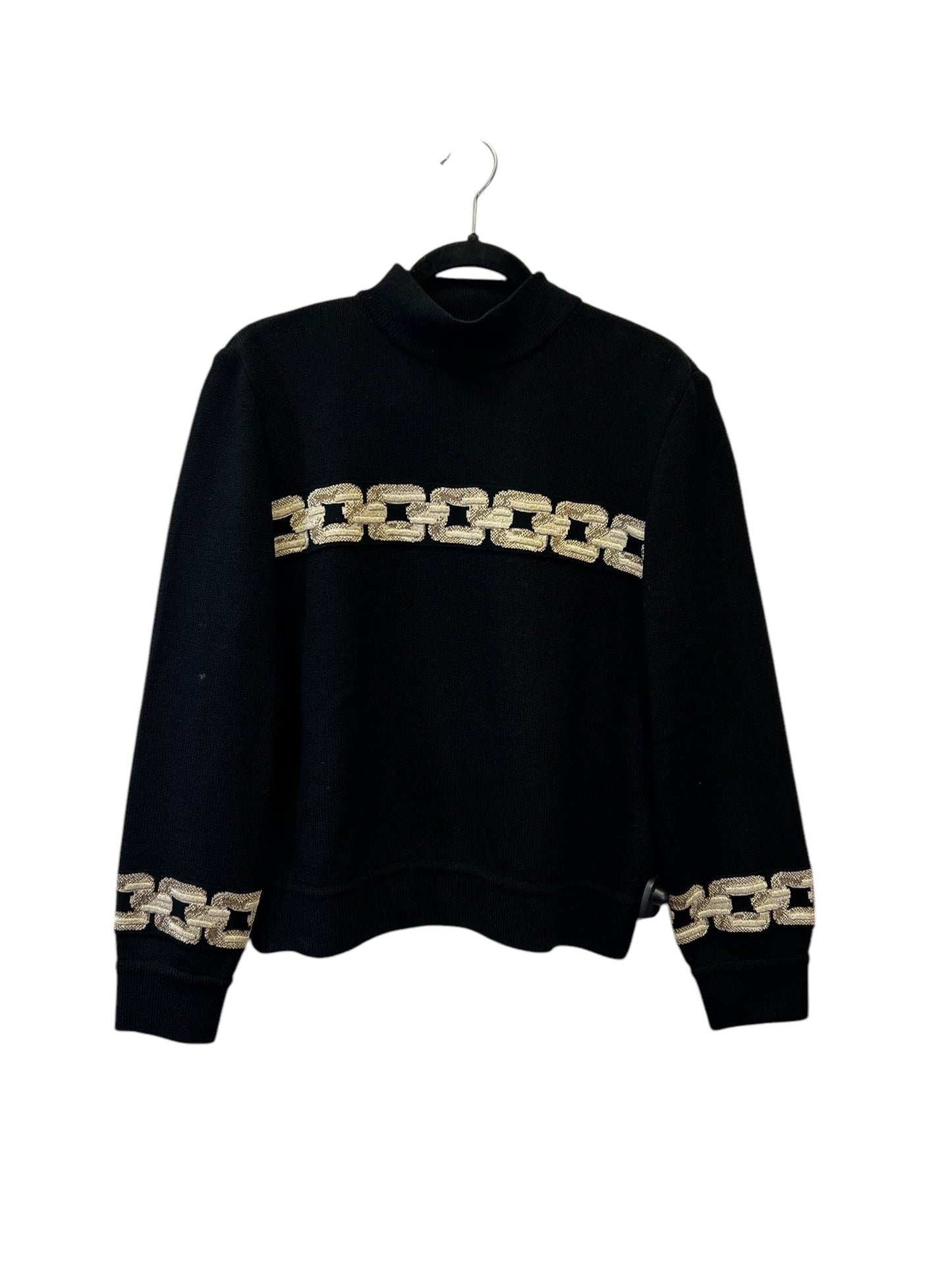 Sweater Designer By St John Collection In Black & Gold, Size: S