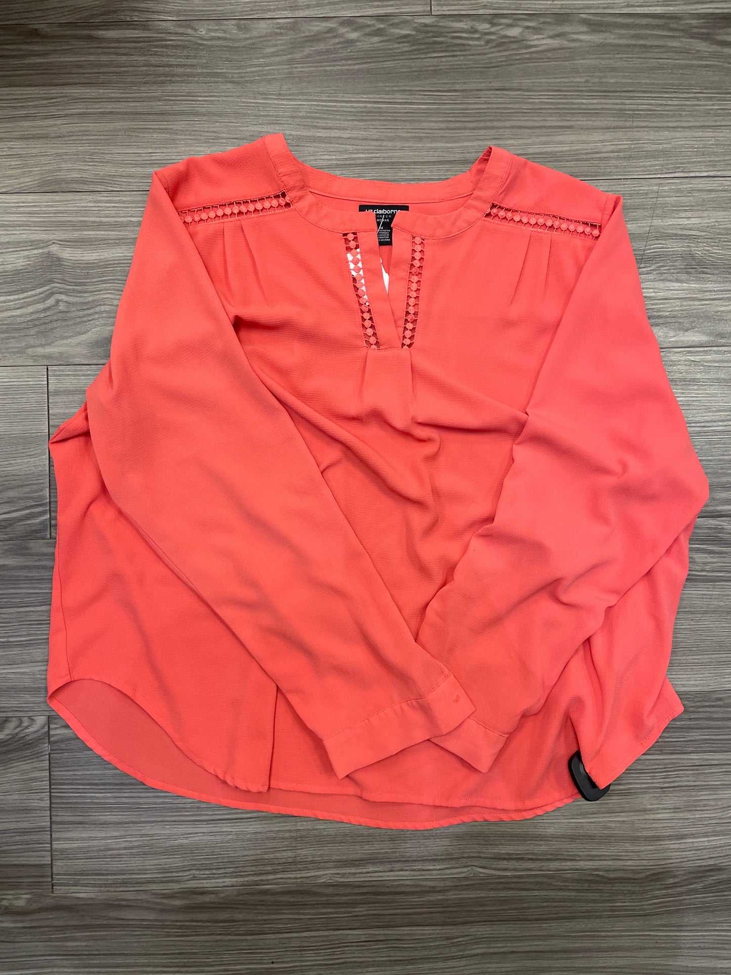 Top Long Sleeve By Liz Claiborne In Coral, Size: 1x