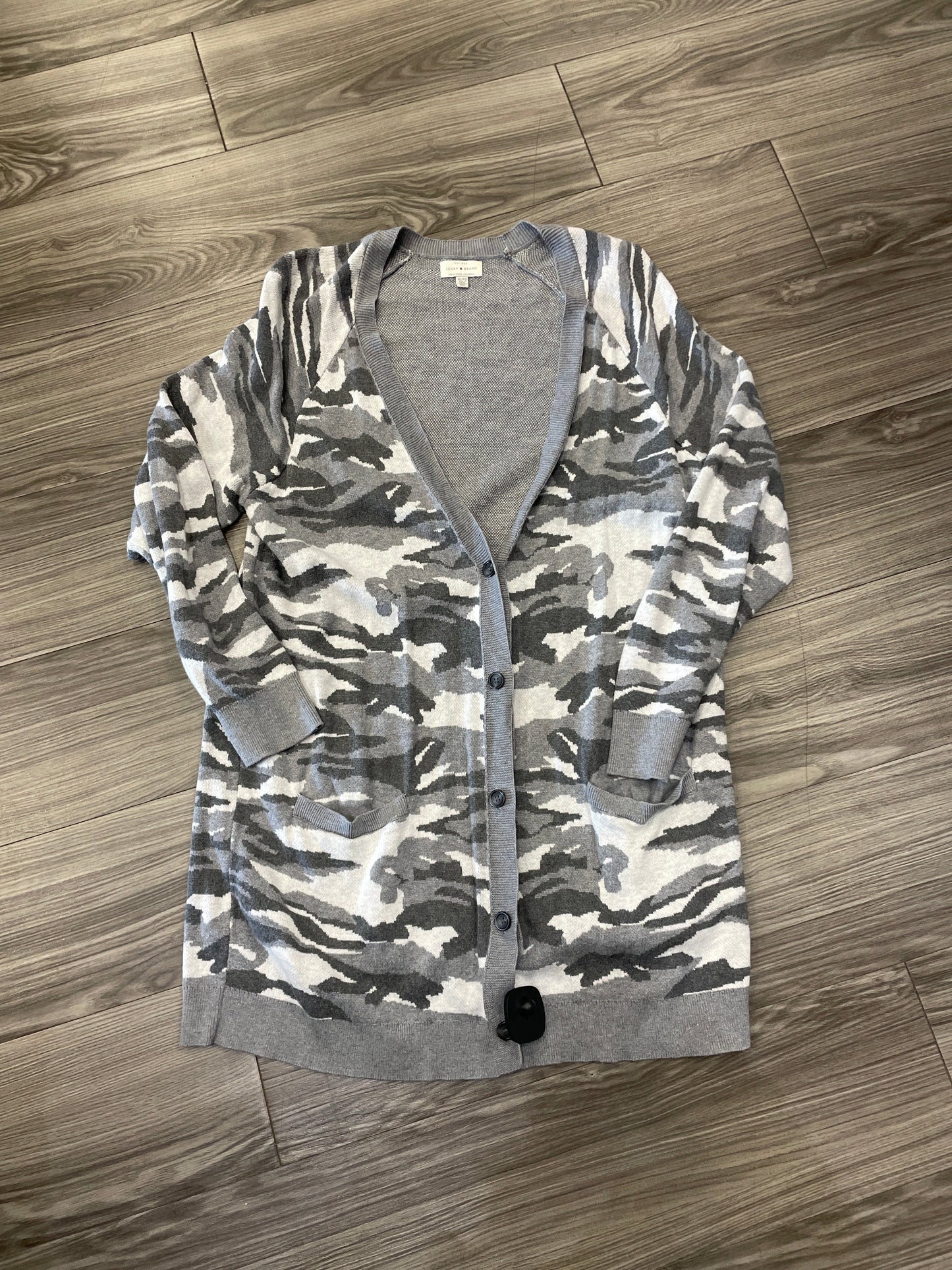 Cardigan By Lucky Brand In Camouflage Print, Size: Xl