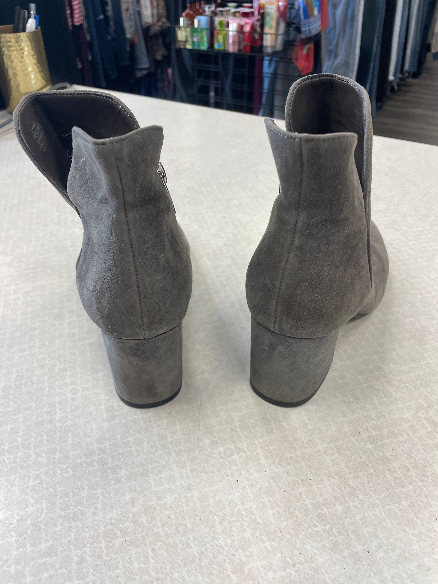 Grey Boots Ankle Heels Vince Camuto, Size 6.5