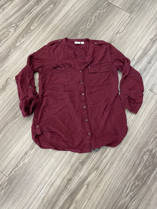 Top Long Sleeve By Cato In Red, Size: M