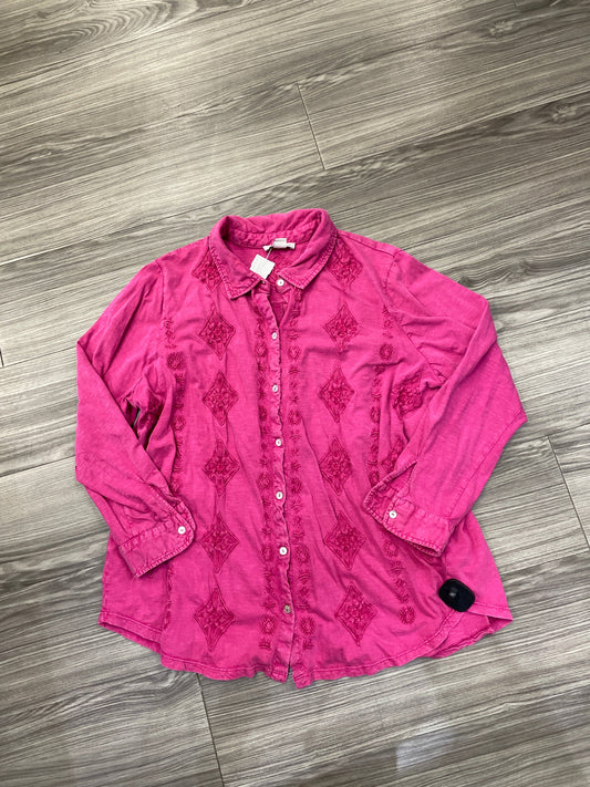 Top Long Sleeve By Coldwater Creek In Pink, Size: 2x