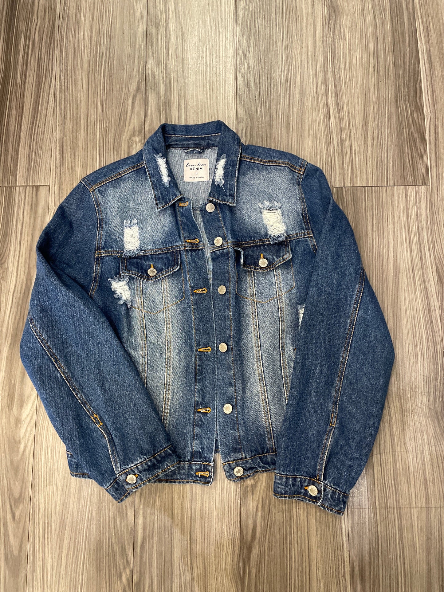 Jacket Denim By Love Tree In Blue, Size: 1x