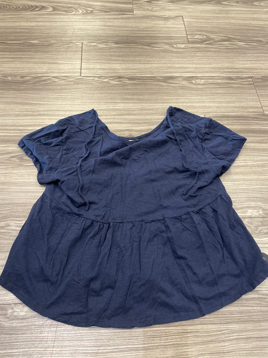 Navy Top Short Sleeve Time And Tru, Size Xl