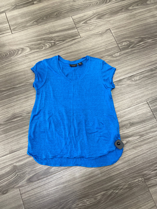 Top Short Sleeve By Tahari By Arthur Levine In Blue, Size: M