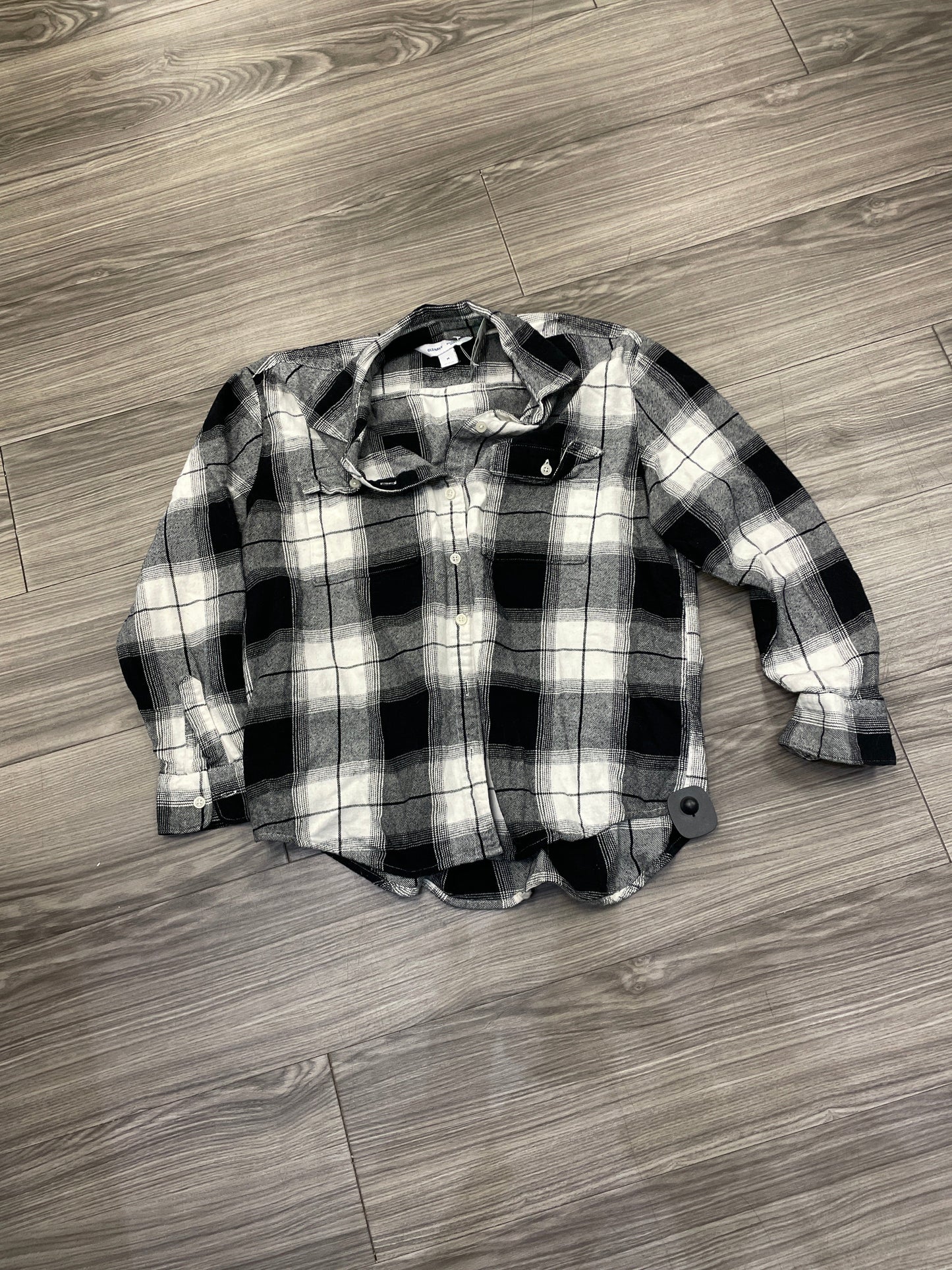 Top Long Sleeve By Old Navy In Plaid Pattern, Size: M