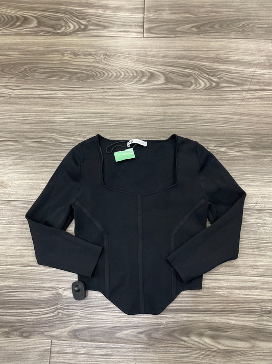 Top Long Sleeve By Zara In Black, Size: L