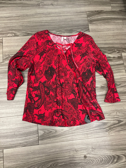 Top Long Sleeve By Cato In Red, Size: L