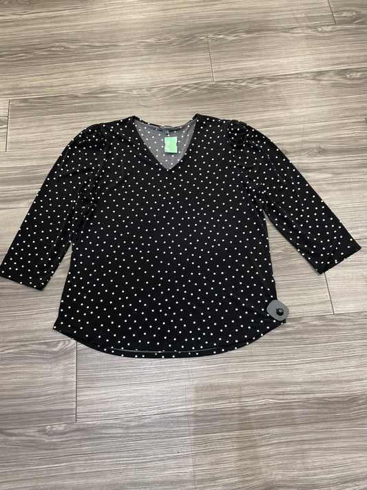 Blouse Long Sleeve By Adrianna Papell In Polkadot Pattern, Size: L