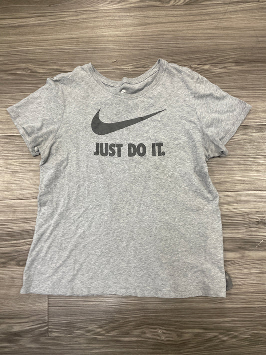 Athletic Top Short Sleeve By Nike In Grey, Size: L