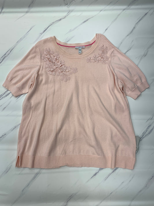 Sweater Short Sleeve By Isaac Mizrahi Live Qvc In Pink, Size: 2x