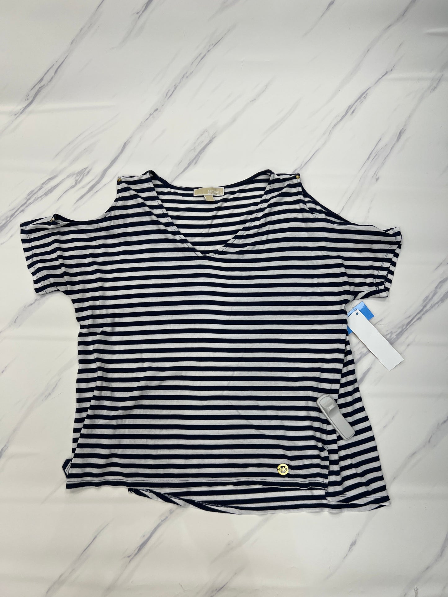 Top Short Sleeve Basic By Michael By Michael Kors In Striped Pattern, Size: L