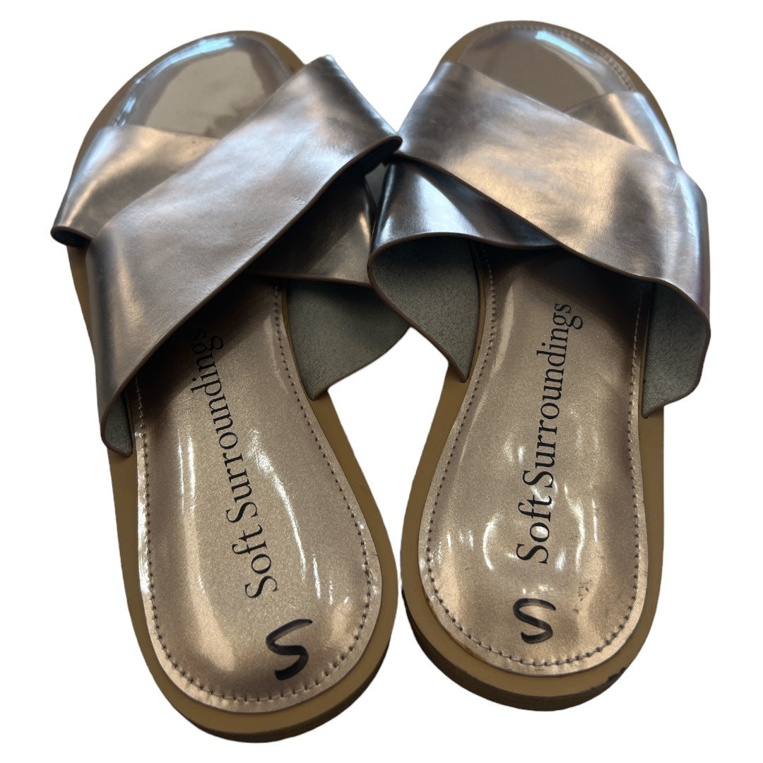 Rose Gold Sandals Flats Soft Surroundings, Size 5