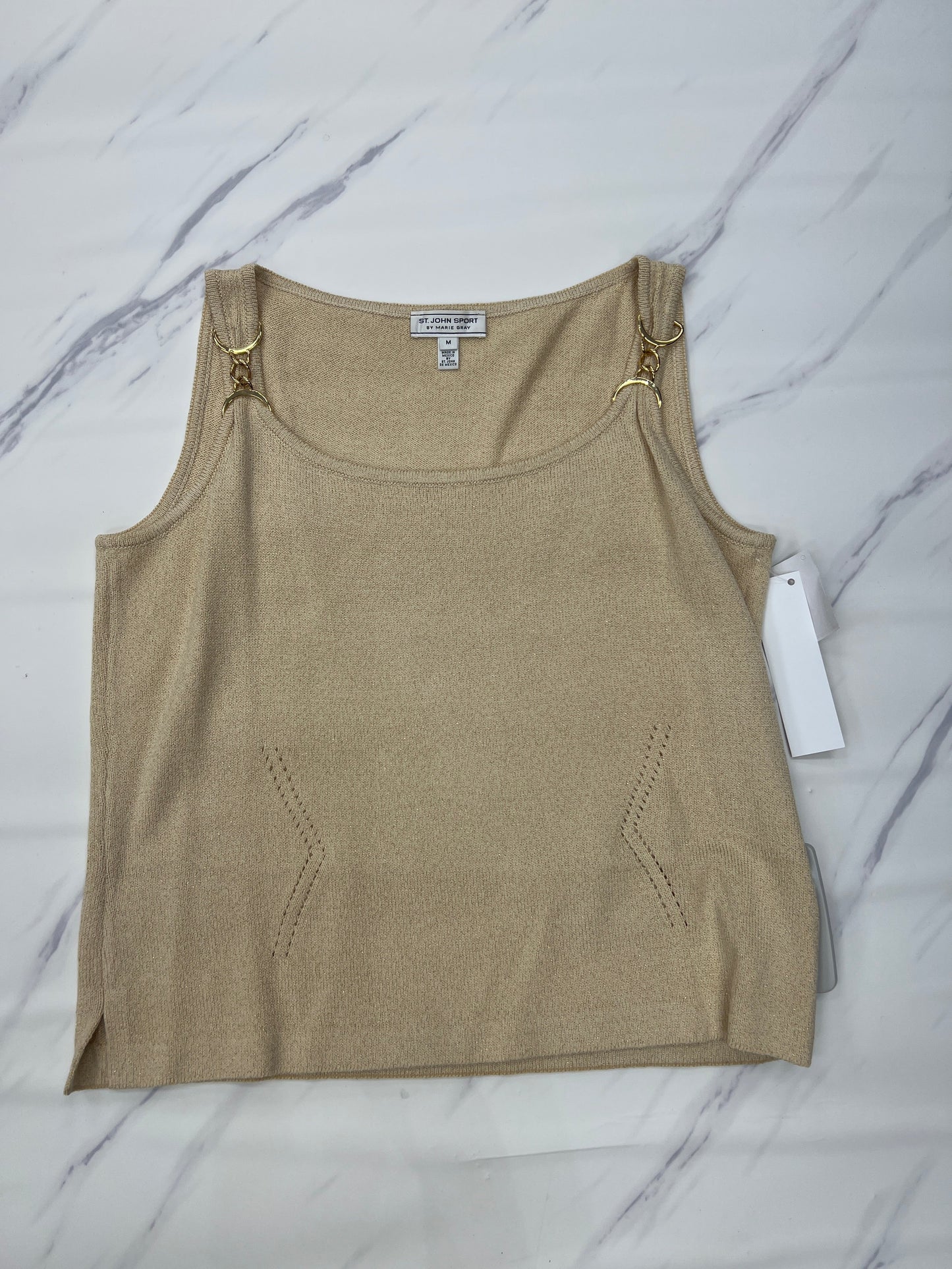 Top Sleeveless Designer By St John Collection In Gold, Size: M