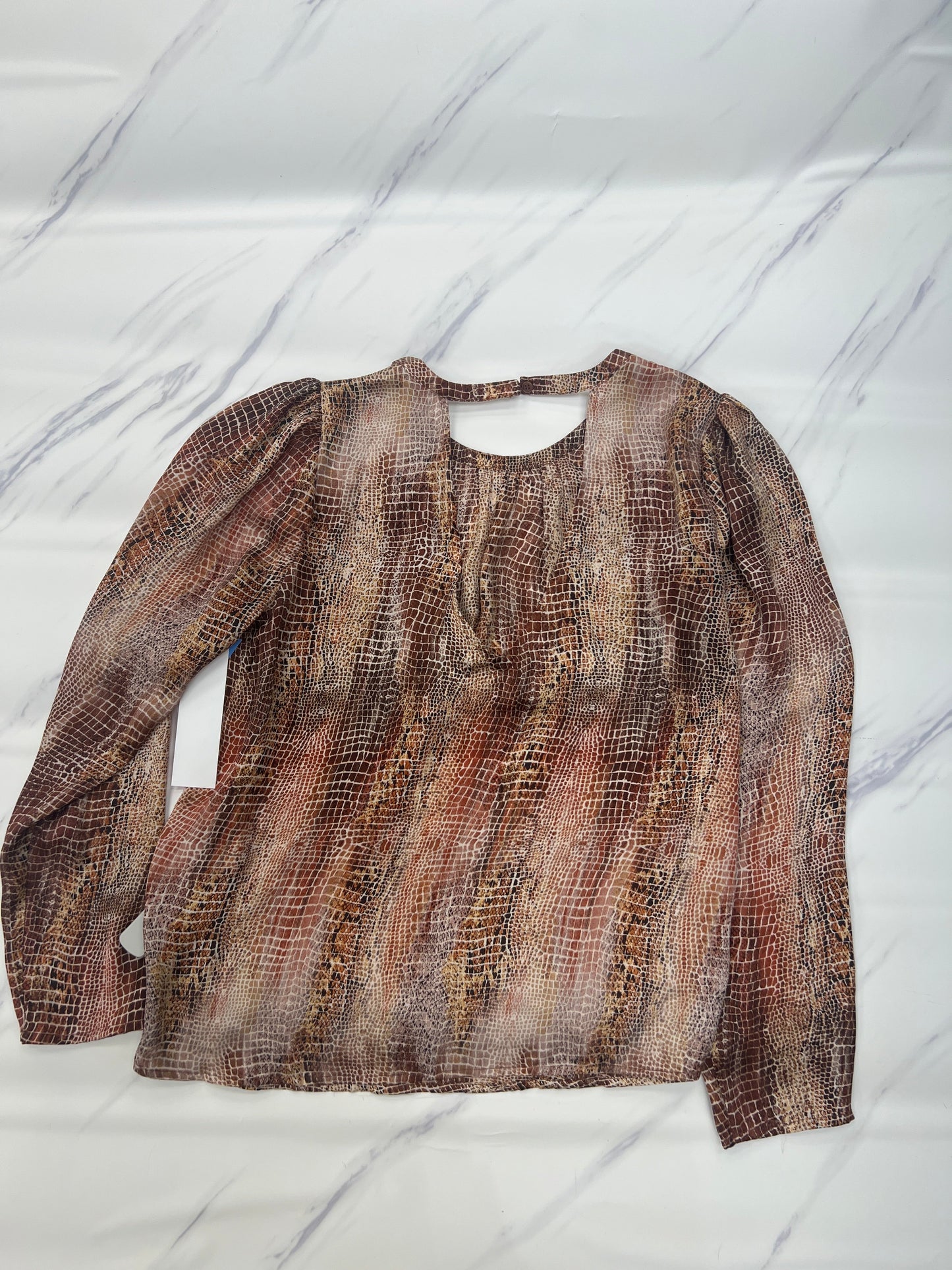 Top Long Sleeve By Allison Joy In Brown, Size: M