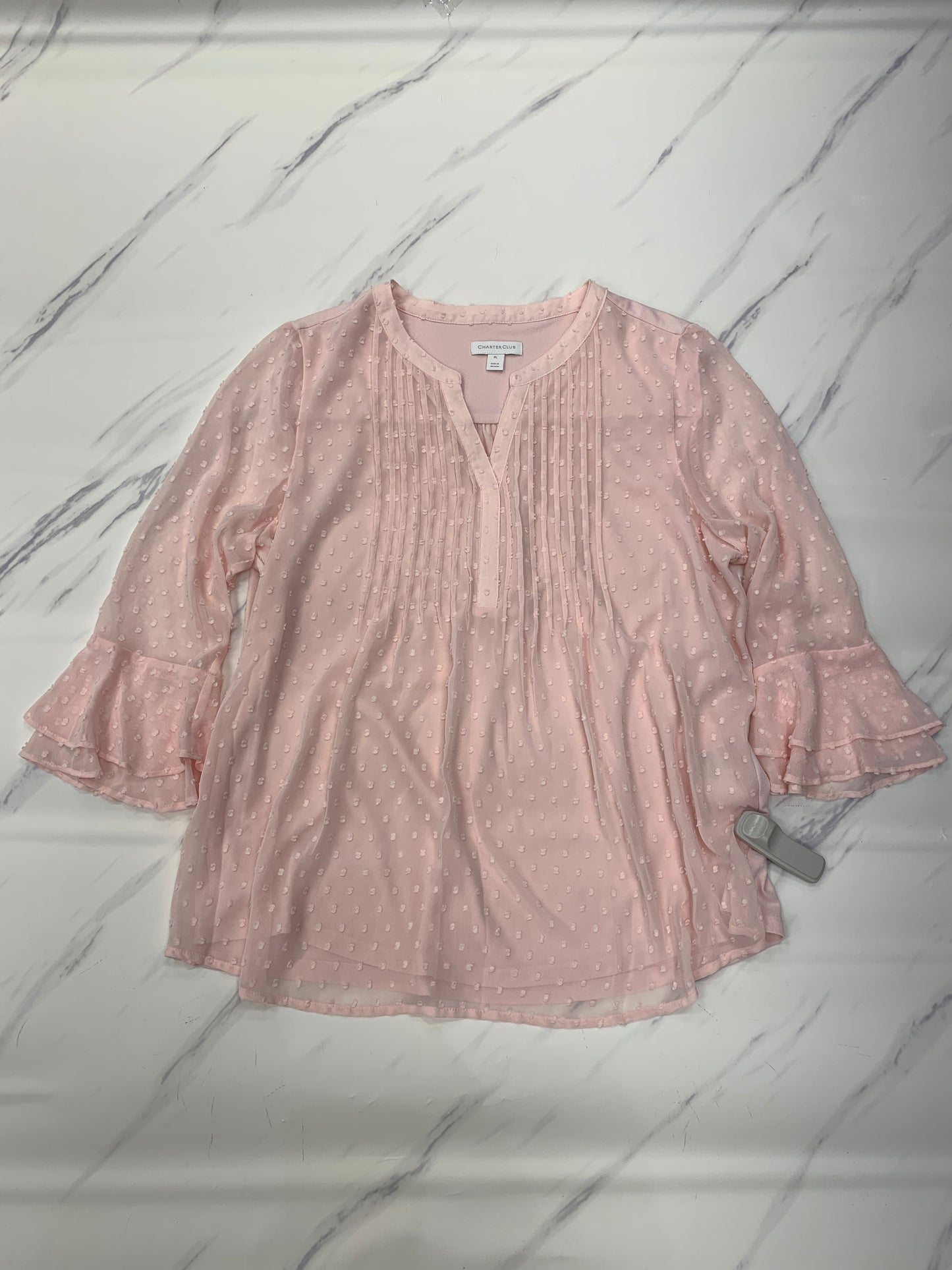 Top Long Sleeve By Charter Club In Pink, Size: Lp