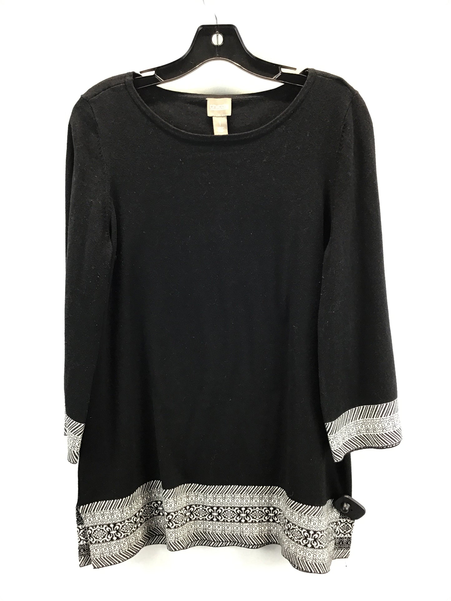 Top 3/4 Sleeve By Chicos In Black White, Size: 1 / M