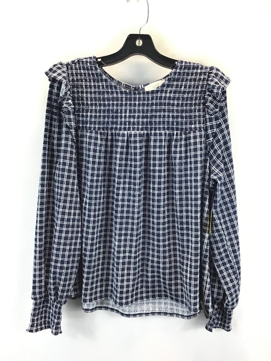 Top Long Sleeve By Loft In Navy Cream, Size: L