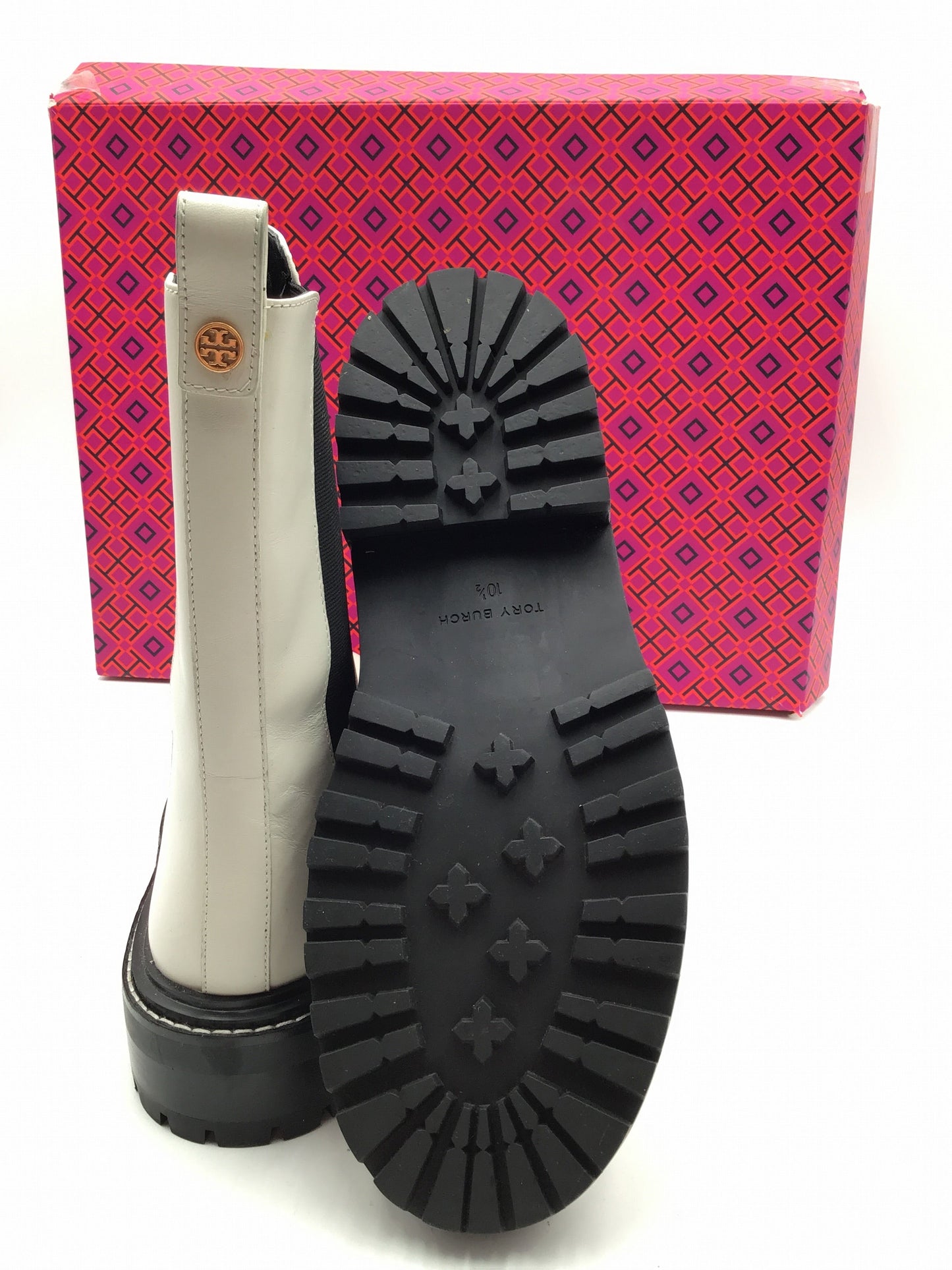 Boots Designer By Tory Burch In Black & White, Size: 10.5