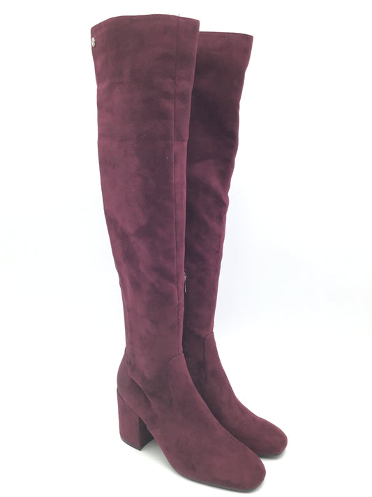 Boots Knee Heels By Marc Fisher In Maroon, Size: 7.5