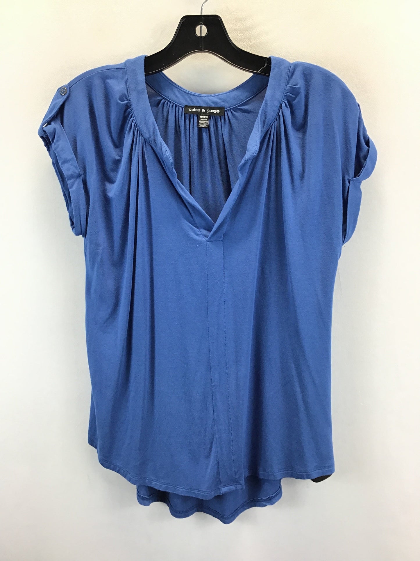 Blue Top Short Sleeve Cable And Gauge, Size M