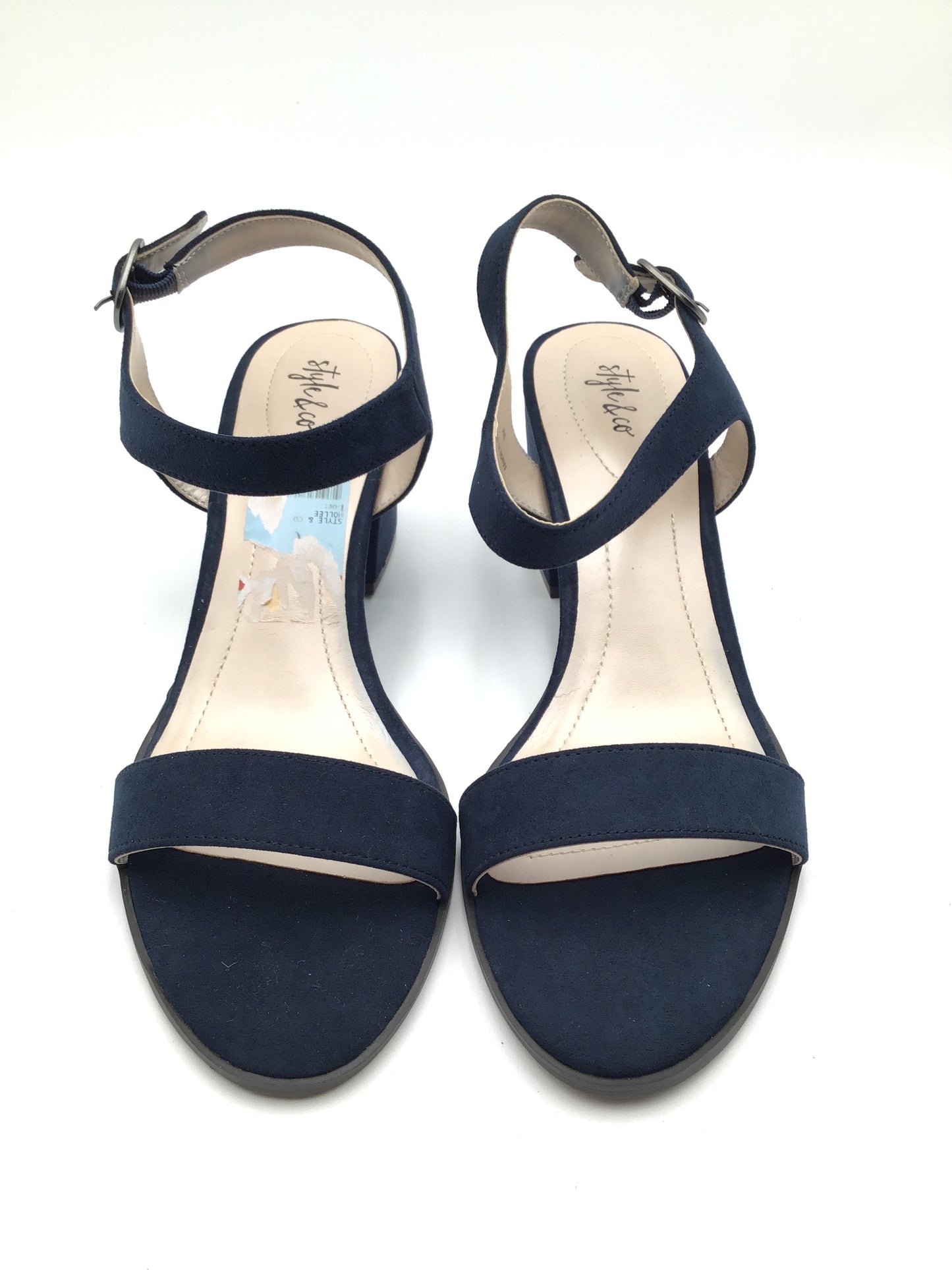 Blue Sandals Heels Block Style And Company, Size 9