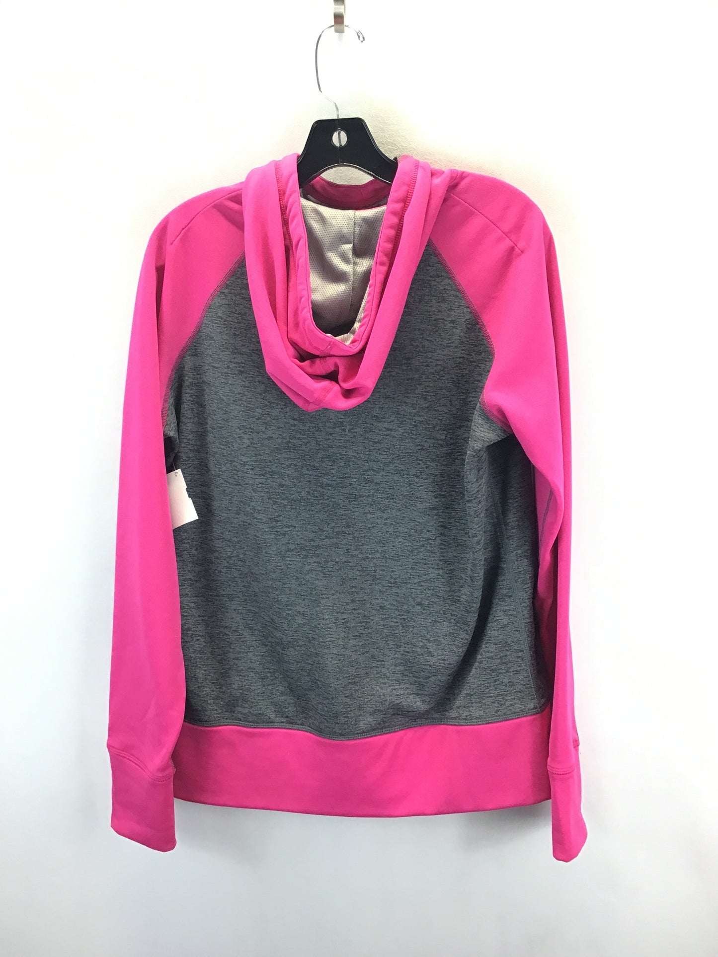 Athletic Sweatshirt Hoodie By Nike Apparel In Grey & Pink, Size: L