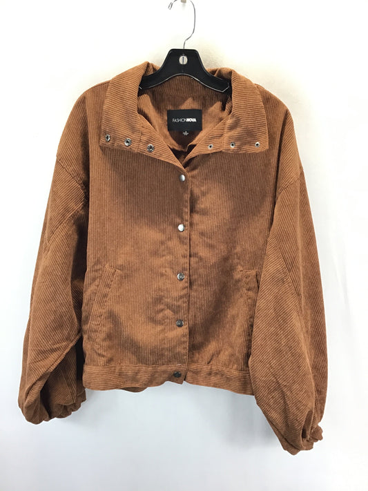 Jacket Shirt By Fashion Nova In Brown, Size: M