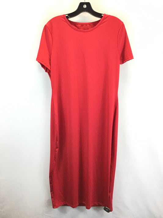 Red Dress Casual Midi Clothes Mentor, Size 2x