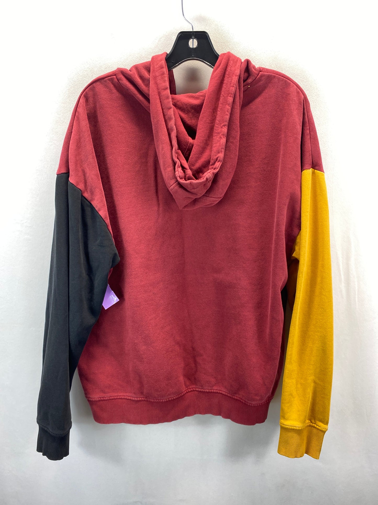 Sweatshirt Hoodie By Guess In Red & Yellow, Size: L